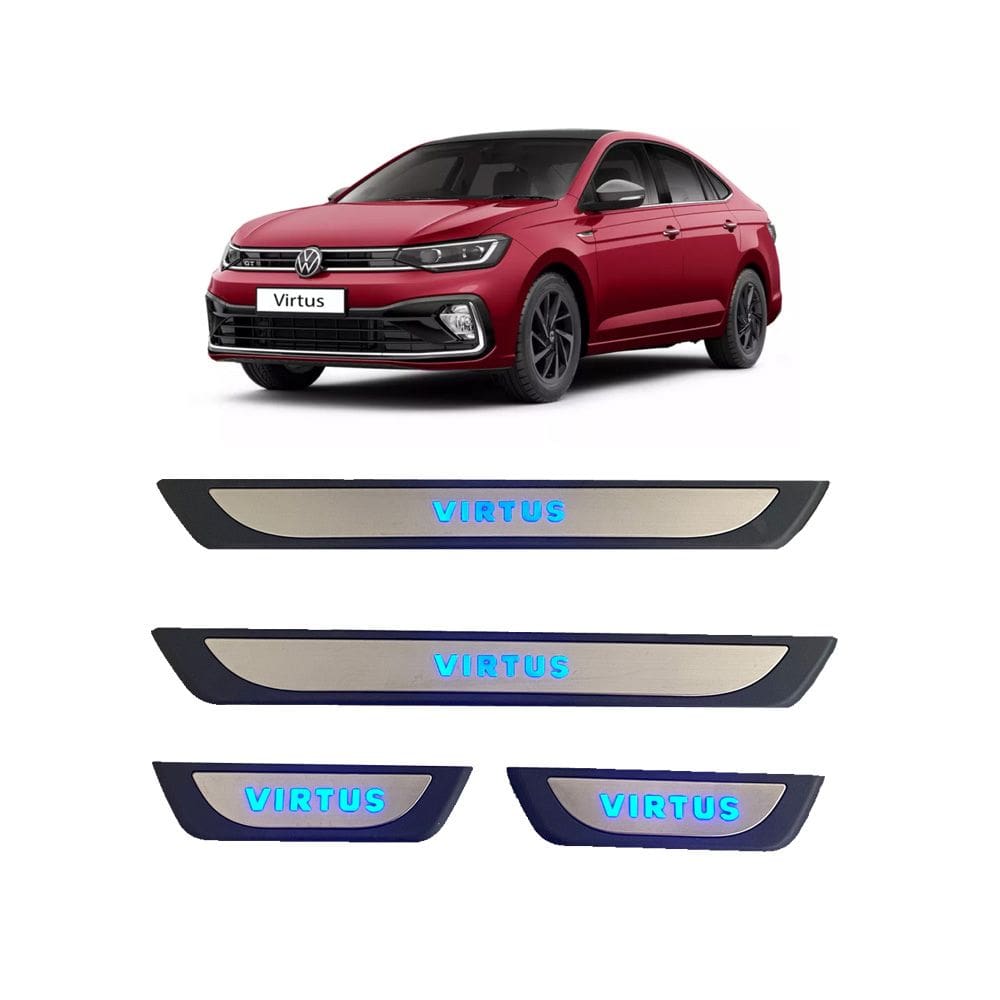 Soleira de Porta Virtus Aço Inox iluminada com Led Azul - KX3