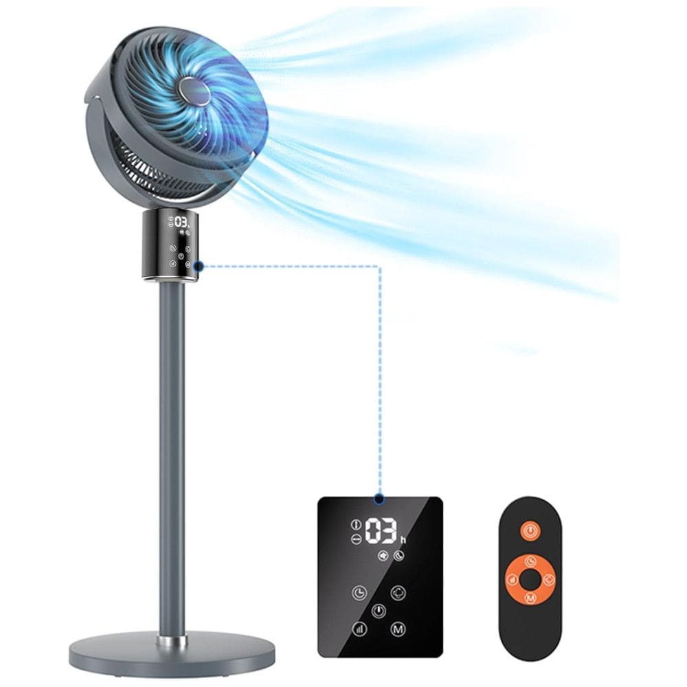 Ventilador Pedestal Digital com Altura Ajustável, Ultra Silencioso de 36-50 dB, 12 Velocidades, Temporizador 12H e Controle Remoto, 110V,