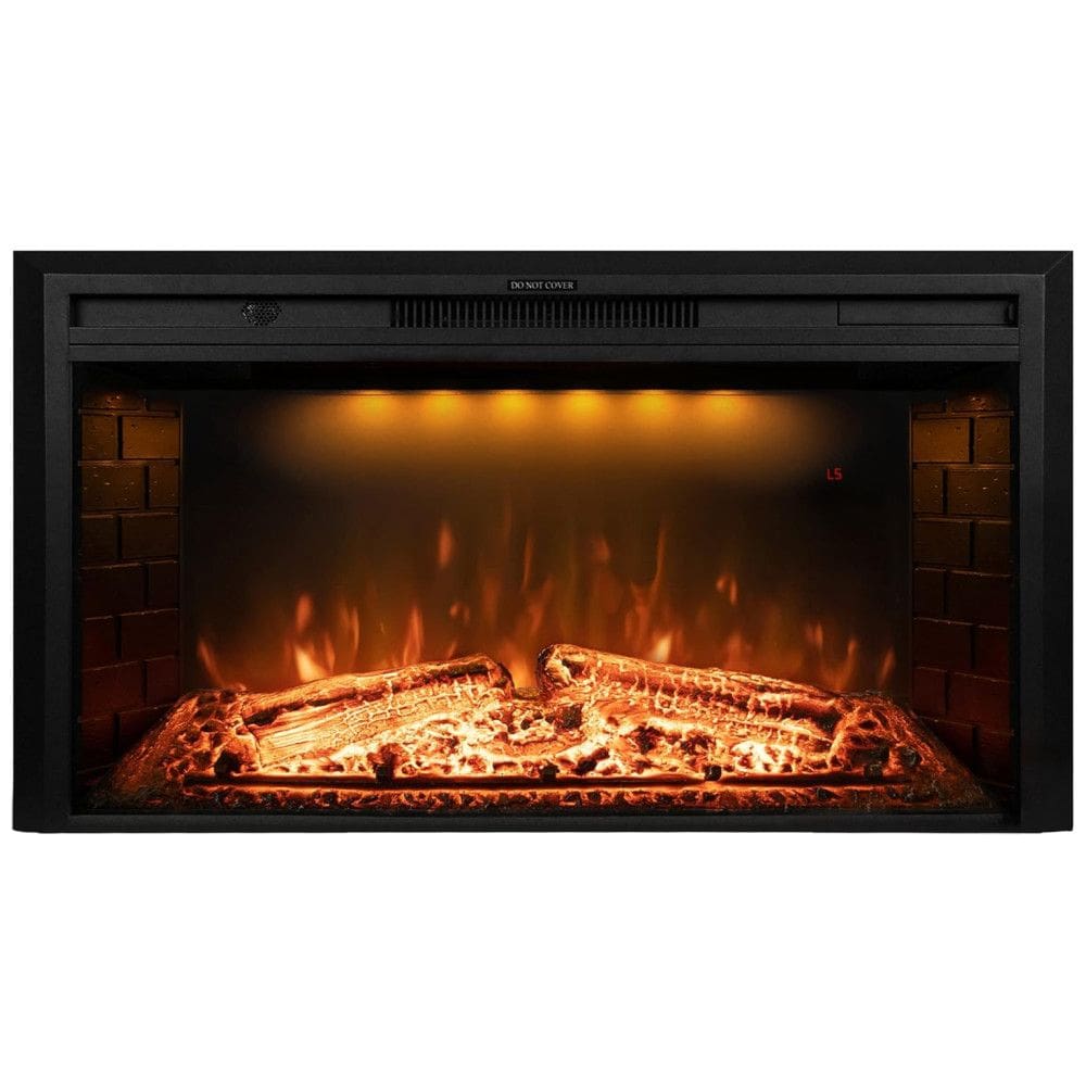 Lareira Elétrica de Embutir A69x109L cm com Controle Remoto, Tronco Realista, Som Crepitante, Proteção Contra Superaquecimento e