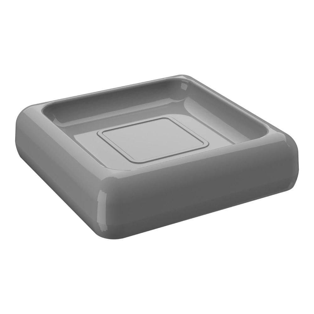 Saboneteira Cinza Frio E Fumê Plástico Cinza Frio E Fumê Linha Cube Coza Cinza Frio