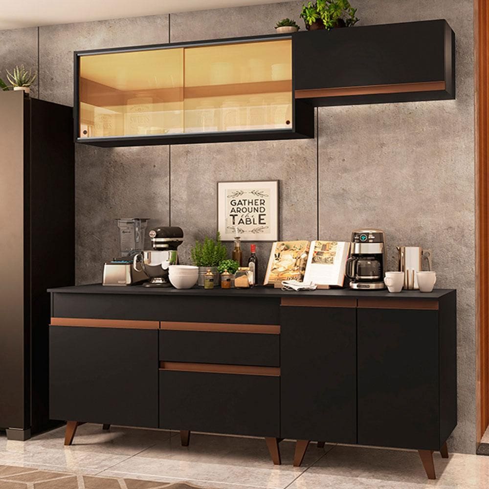 Cozinha Compacta Madesa Reims 190001 com Armário e Balcão - Preto XV