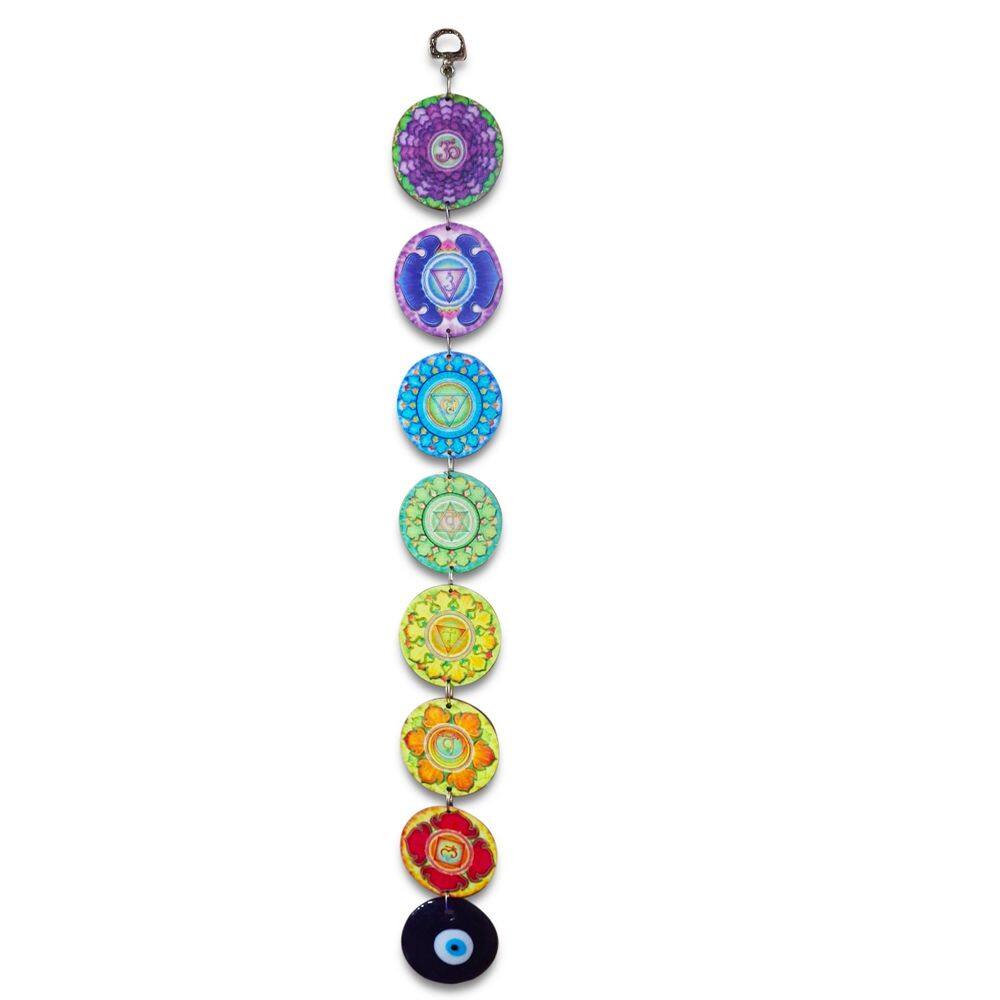 Móbile Olho Grego MDF 7 Chakras Alinhamento Corporal 52 cm