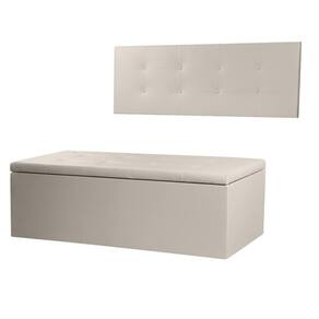 Kit Cabeceira Painel e Calçadeira Baú Casal Queen 1,60m Berlim Material Sintético Bege Dal Poz Estofados