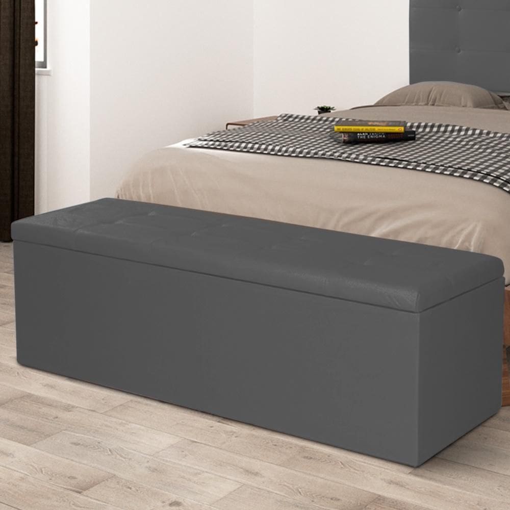 Calçadeira Baú Casal Queen 1,60m Berlim Suede Cinza Dal Poz Estofados