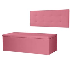 Kit Cabeceira Painel e Calçadeira Baú Casal Queen 1,60m Berlim Suede Rosa Dal Poz Estofados