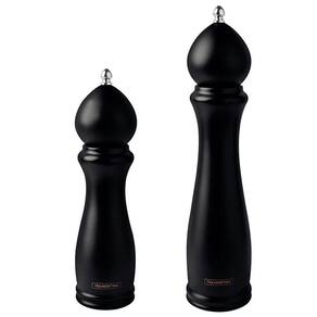 Kit Moedor de Pimenta e Sal Tramontina Churrasco Black Cerâmica Recipiente Madeira 8" e 10" 2 Peças