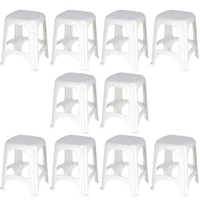 10 Banquetas Tramontina Niterói em Polipropileno Branco 45 cm 92411010