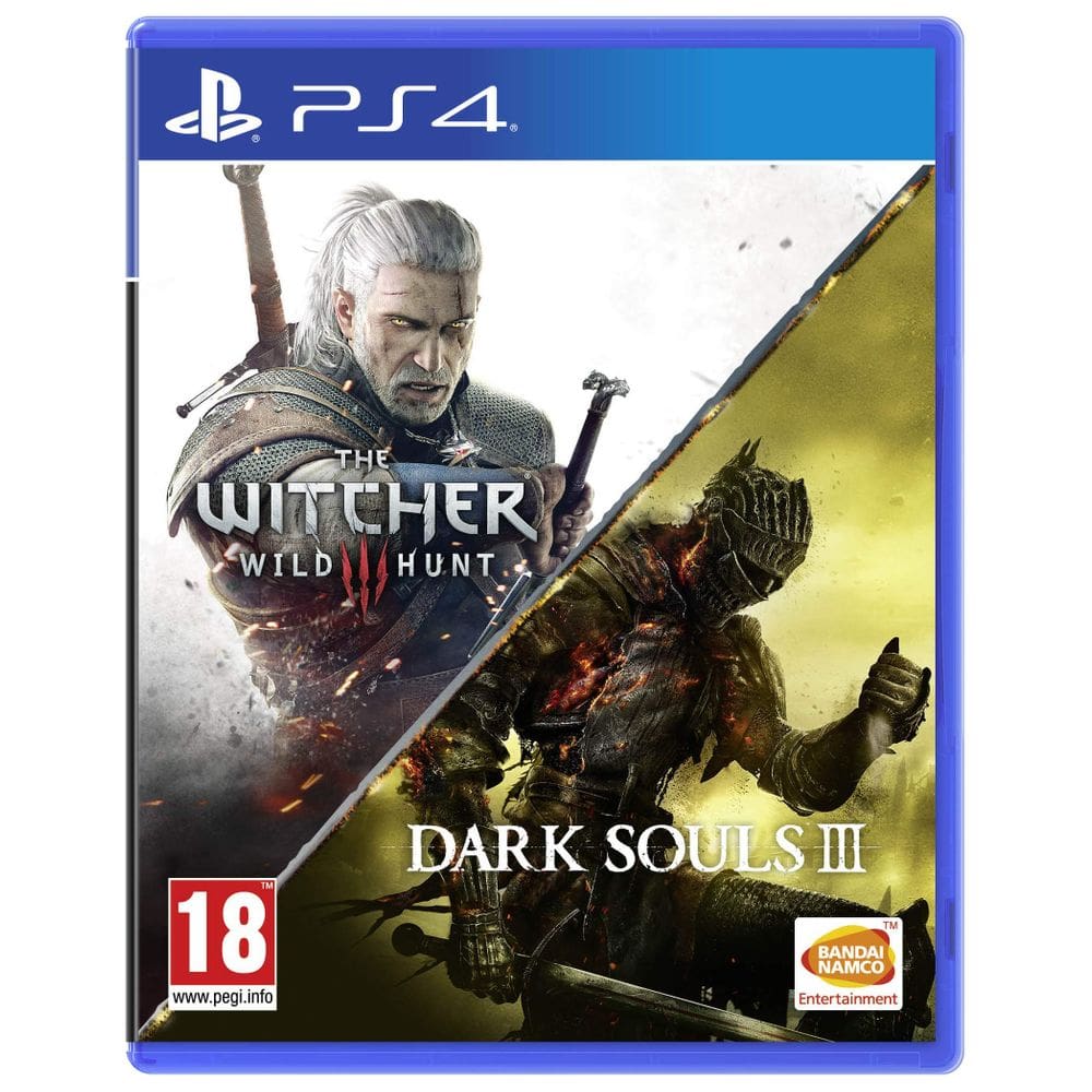 Compilação de videogame PS4 Dark Souls III e The Witcher 3