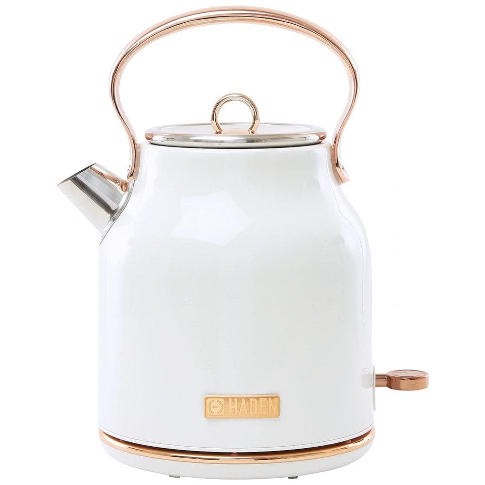 75089 Chaleira Elétrica 1.7L em Aço Inoxidável com Desligamento Automático e Proteção Contra Fervura, Branca, 110v, HADEN Heritage Kettle,