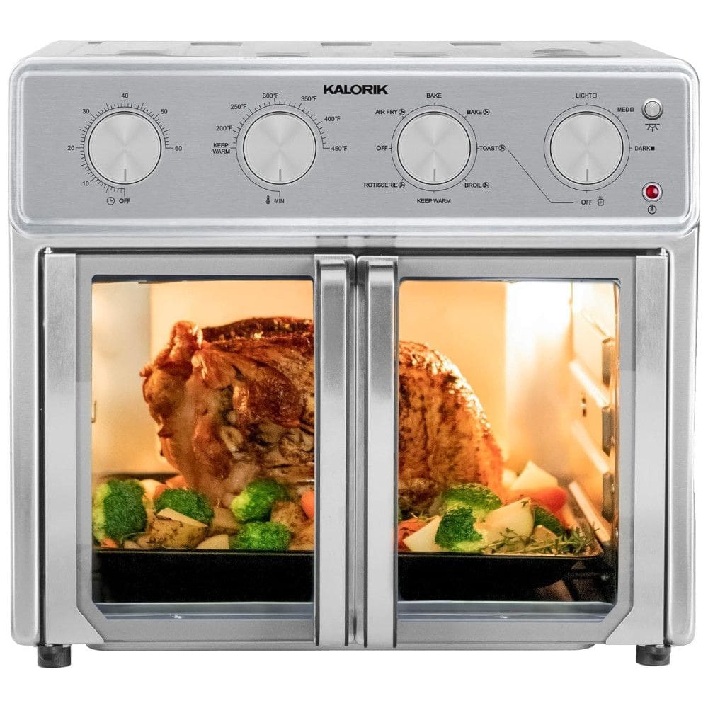 Forno Elétrico de Bancada 26L 9 em 1 Multifunções com 7 Acessórios de Cozinha em Aço Inoxidável, 1700W, 110v, KALORIK AFO 47267, Prateado