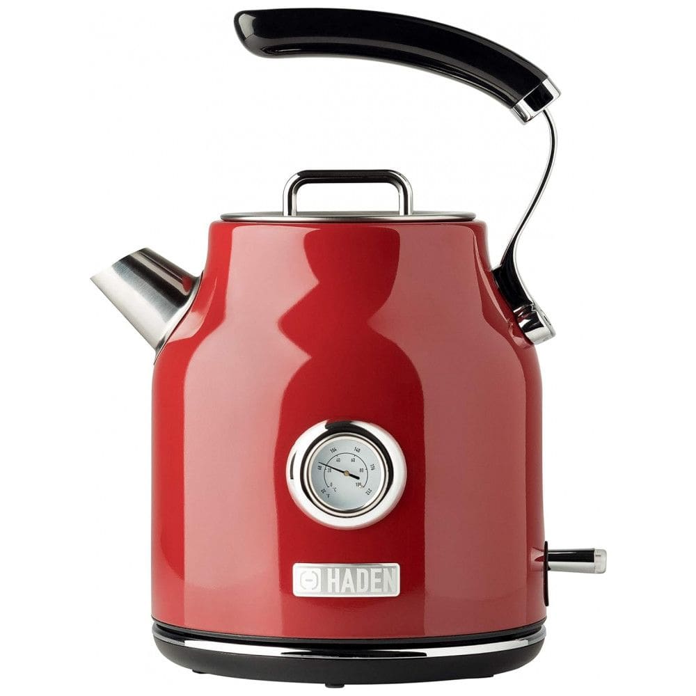Chaleira Elétrica 1.7L em Aço Inoxidável com Desligamento Automático e Termômetro Embutido, 1500W, 110v, HADEN 75000, Vermelho