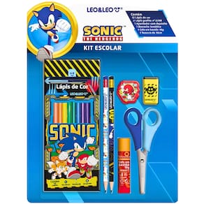 Kit Escolar Sonic com 07 Peças Lapis Sextavado LeoLeo