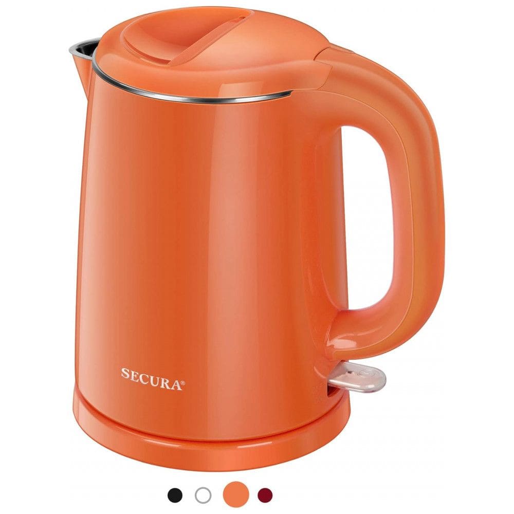 Chaleira Elétrica 1L em Aço Inoxidável com Desligamento Automático e Proteção Contra Fervura, 110v, SECURA SWK 1001DO, Laranja