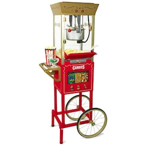 Pipoqueira Elétrica Profissional Vintage com Capacidade para 7L, Distribuidor de Doces Três Compartimentos, Inclui Colheres Medidoras e