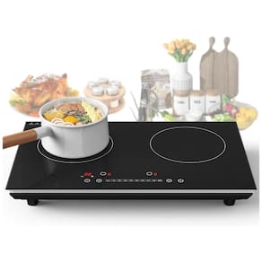 Cooktop Elétrico de Indução Portátil com Queimador Duplo, Painel Digital, 9 Níveis de Configuração, Trava de Segurança para Crianças e