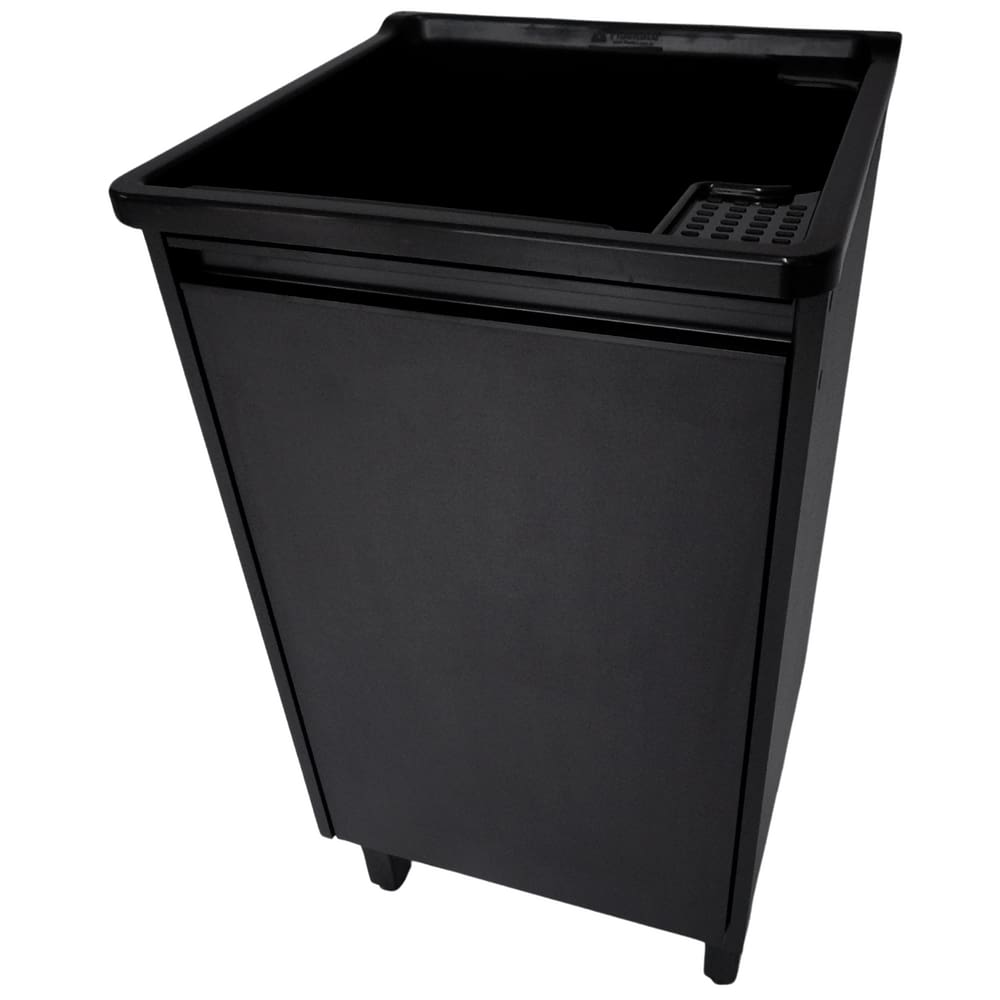 Gabinete MDF Preto com Tanque Plástico 26L base Torneira de Bancada para Área de Serviço