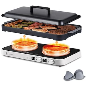 Cooktop Elétrico Portátil de Indução com 2 Bocas, 9 Níveis de Potência, Temporizador de 99 Minutos e Adequado para Panelas Magnéticas, 110V