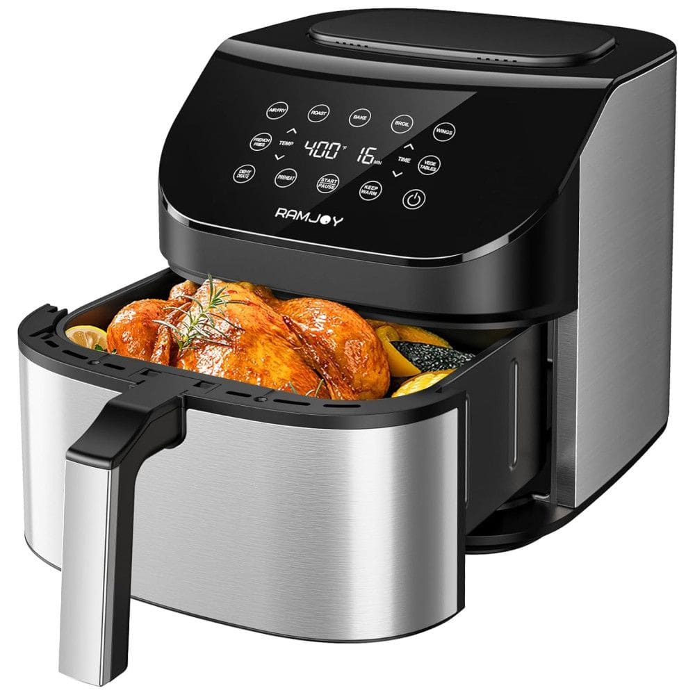 Air Fryer 10 em 1, 6.4L com Painel Digital, Cesta Antiaderente, Desligamento Automático e Lavável na Máquina de Lavar Louça, 110V 1600W,