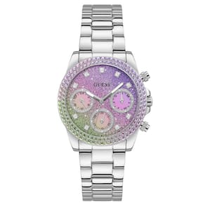 Relógio GUESS Ladies 38 mm com pulseira prateada com mostrador iridescente