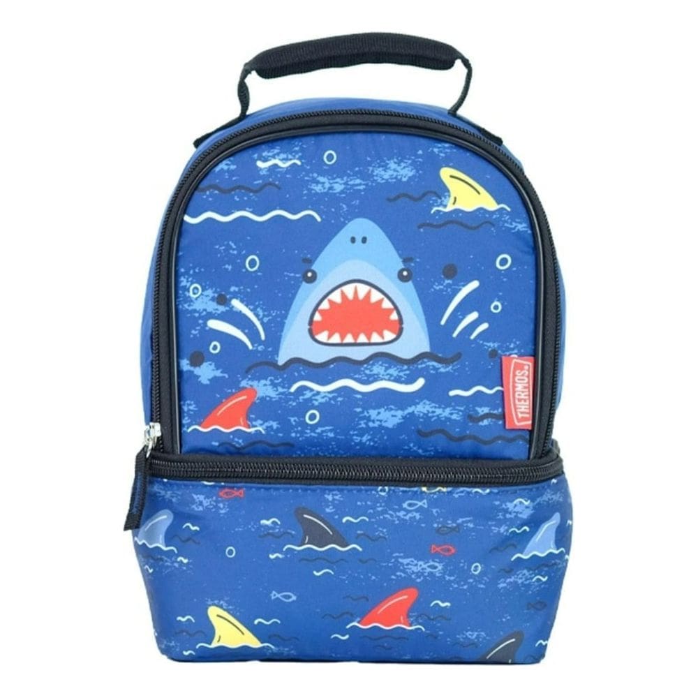 Bolsa Térmica Infantil Thermos Lancheira com isolamento Térmico Tubarão cor azul