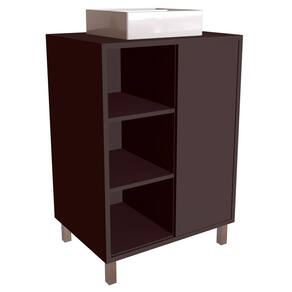 Gabinete 1 Porta Correr 60 cm Cuba Branca BL7250 Grafite FAEM