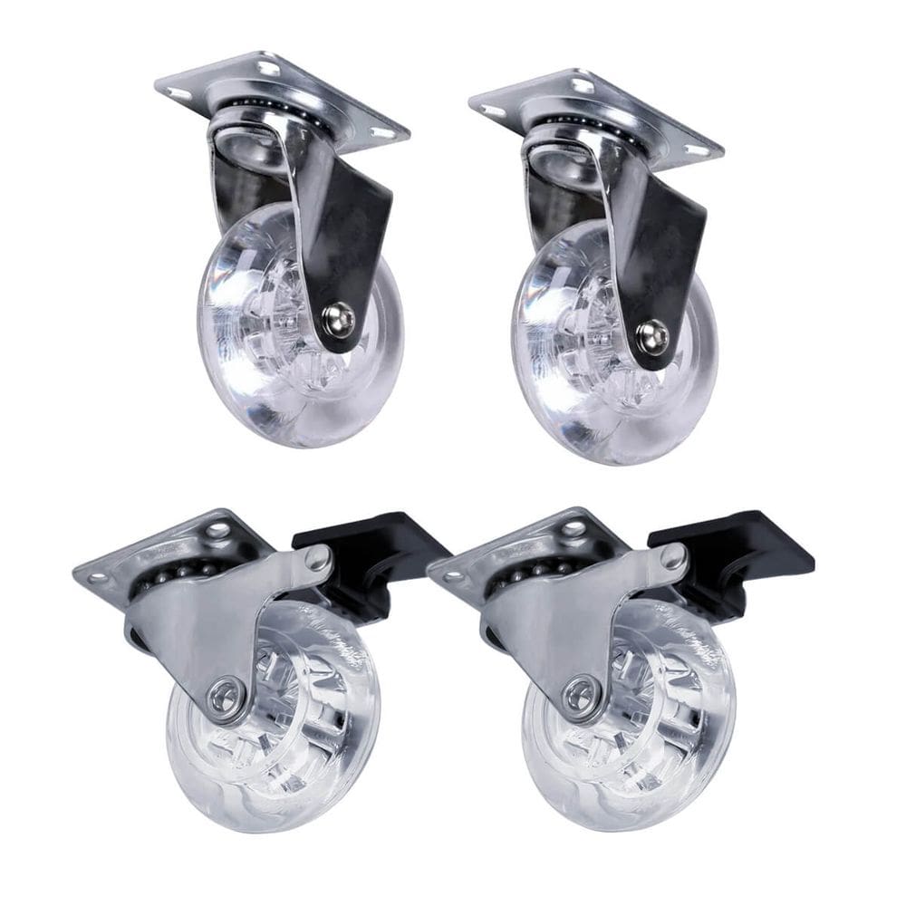 Kit 4 Rodinha Rodízios Giratórios 50mm Silicone – Anti-Risco, com Trava, 100kg Suporte