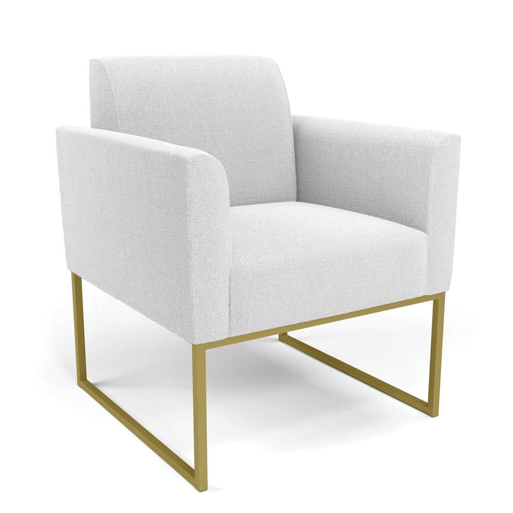 Poltrona Sala de Estar Industrial Dourado Marisa Bouclê Off White D03 - D`Rossi