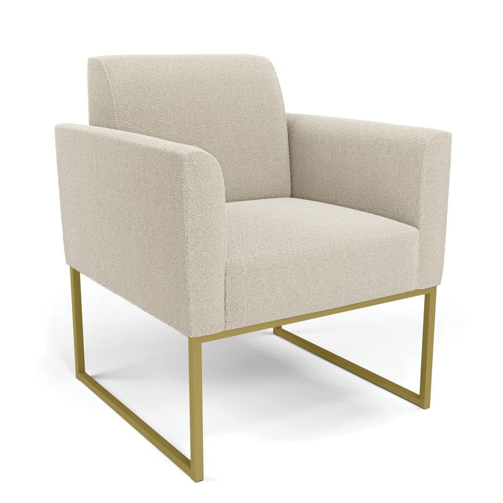 Poltrona Sala de Estar Industrial Dourado Marisa Bouclê Bege D03 - D`Rossi