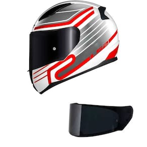 Capacete LS2 FF353 Rapid Circuit Branco e Vermelho Mais Viseira Fumê