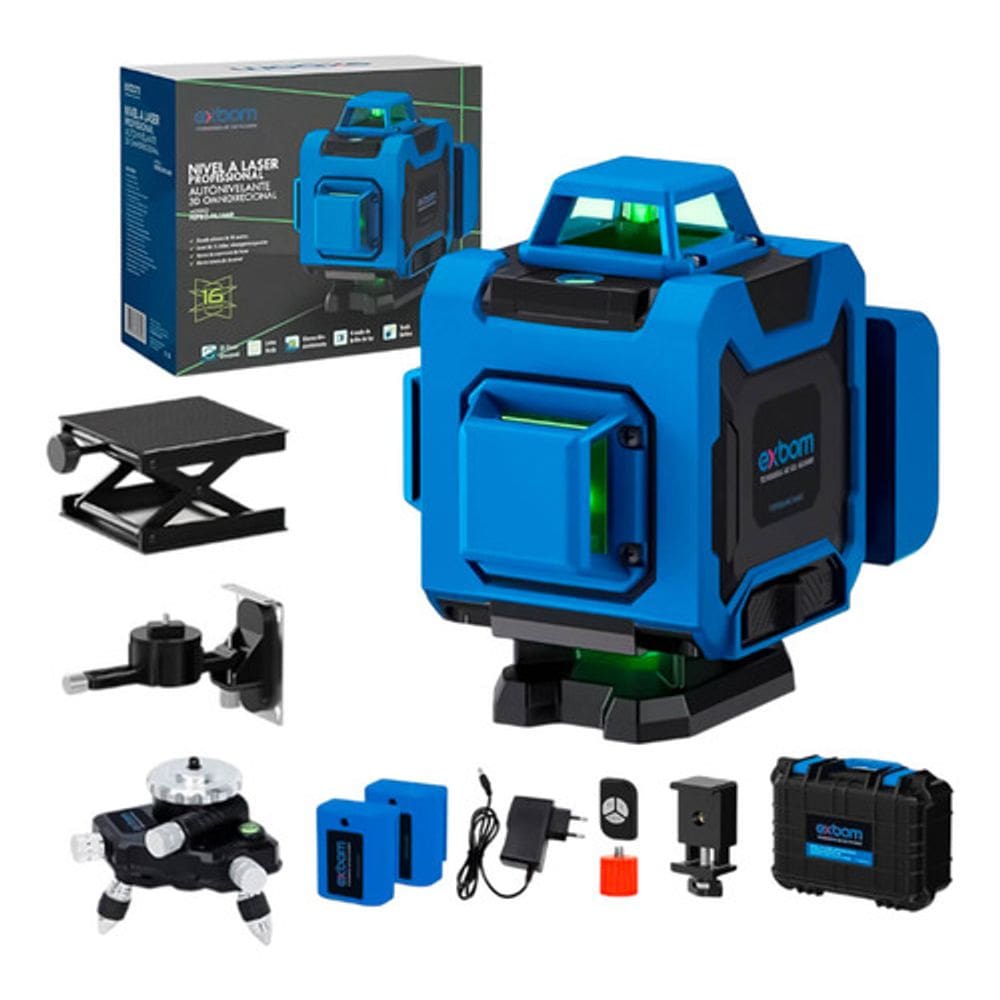 Nível Laser 4d Profissional 16 Linhas Com Controle Remoto
