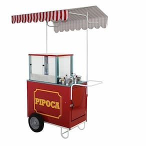 Carrinho de pipoca doce e salgada com 2 pipoqueiras rodas pneumática Mod 4226