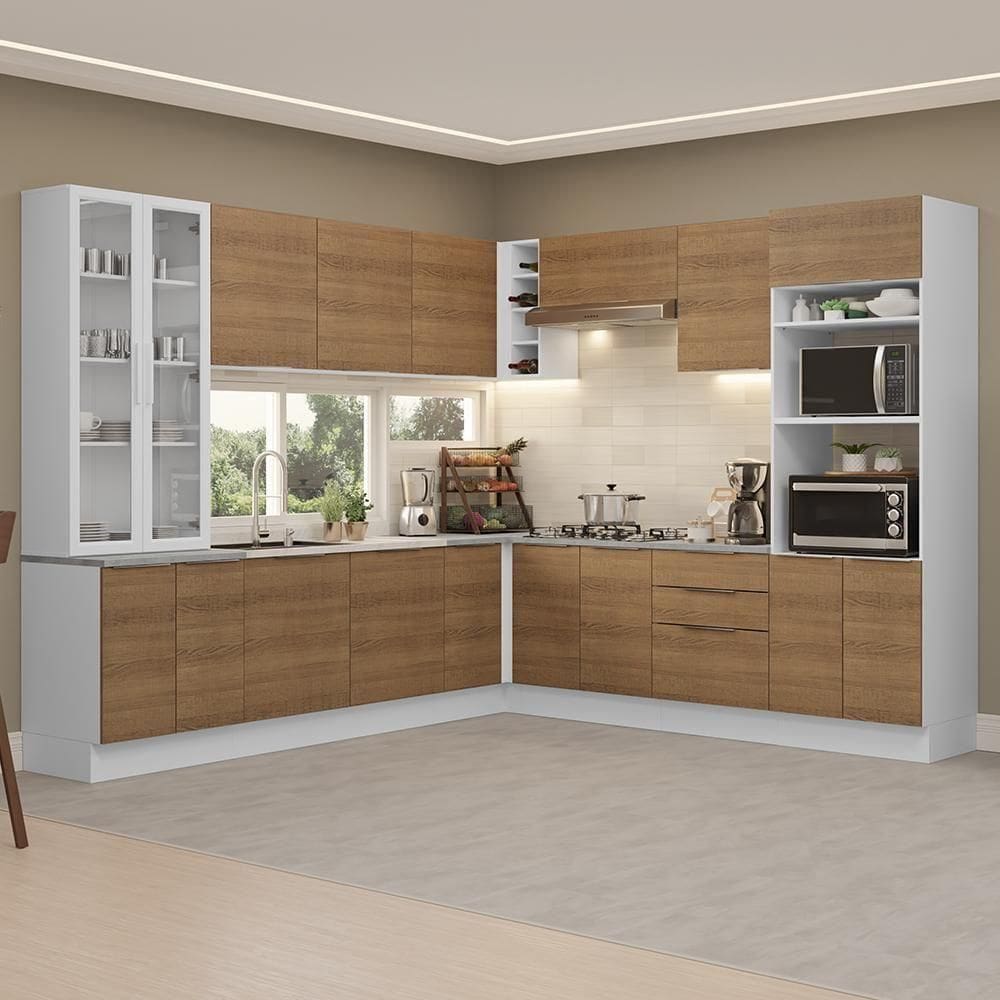 Armário De Cozinha Completa 549cm Branco/rustic Stella Madesa 01 Branco/rustic
