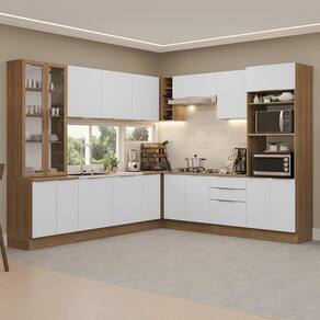 Armário De Cozinha Completa 549cm Rustic/branco Stella Madesa 01 Rustic/branco