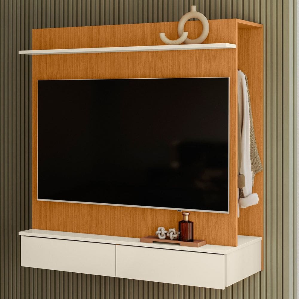 Closet com Painel Wave 108x115x45 Cm Cinamomo/Off White