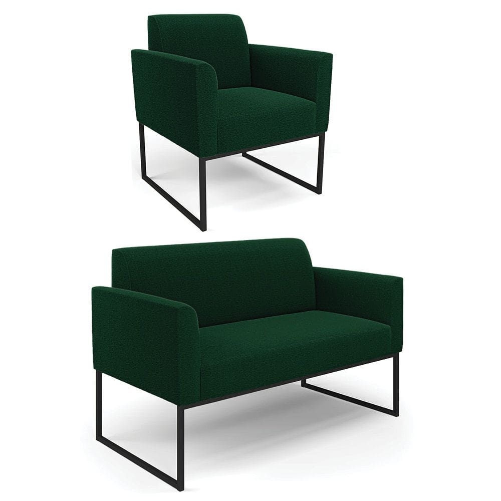 Namoradeira e Poltrona Industrial Preto Marisa Bouclê Verde D03 - D`Rossi