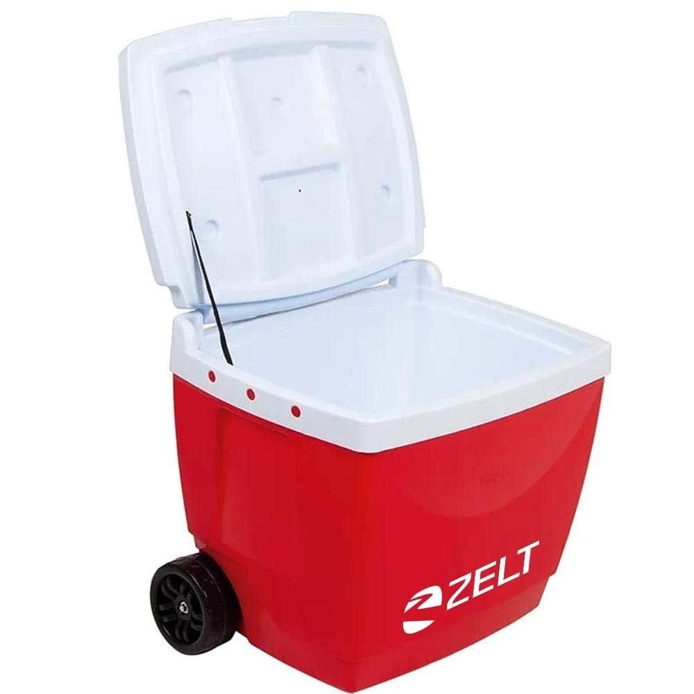 Caixa Térmica 42 Litros com Rodas e Alça Vermelha ZELT