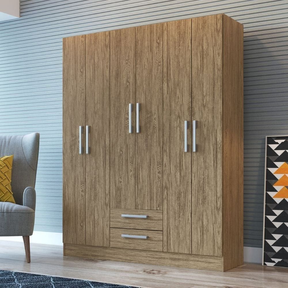 Guarda-roupa Casal 6 Portas 2 Gavetas Wood