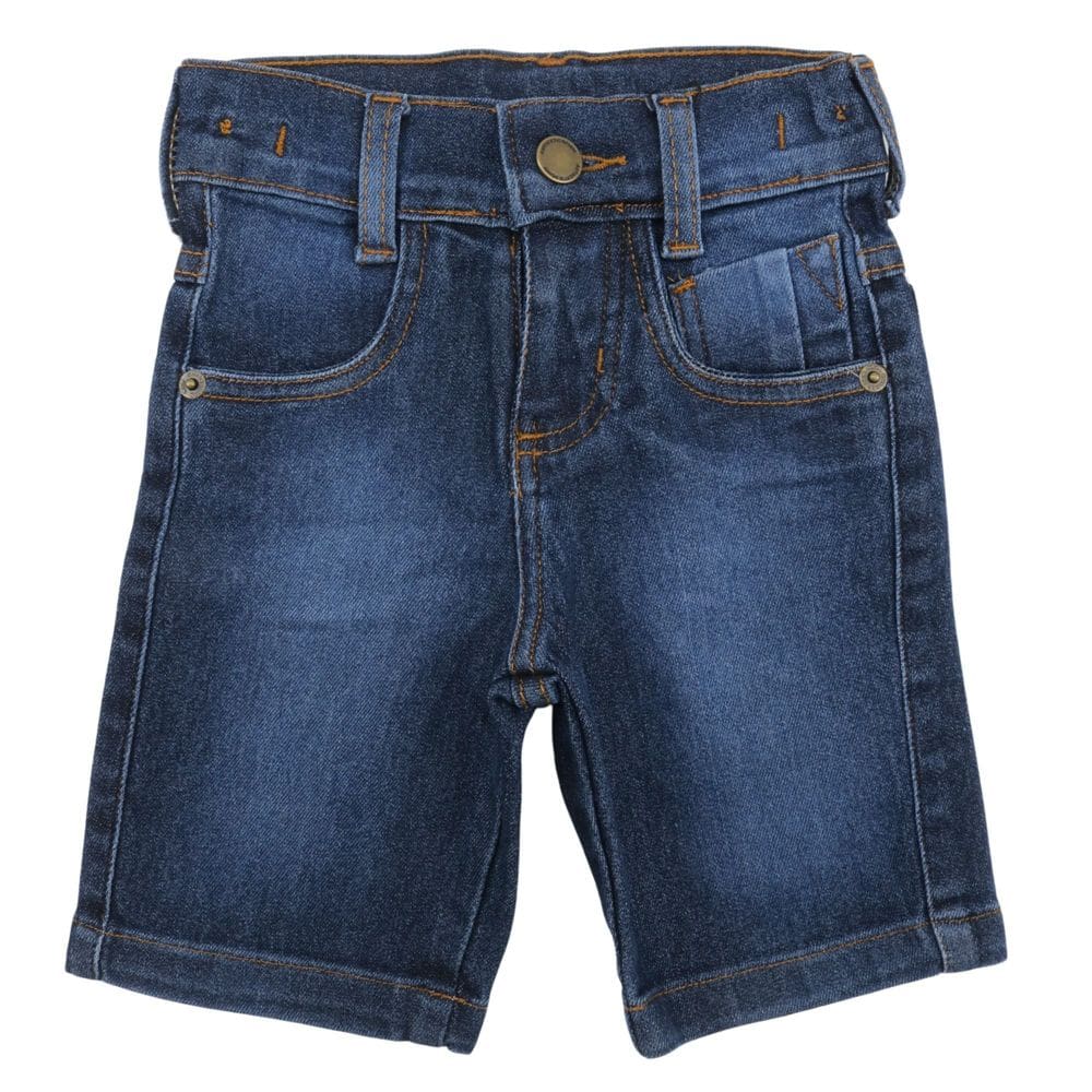 Bermuda Jeans Escuro Infantil Masculina Elastano Juvenil