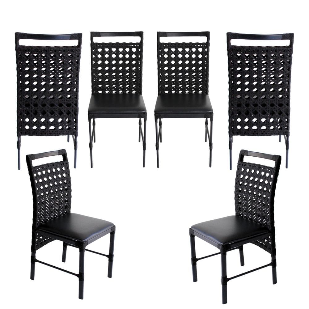 Kit 6 Cadeiras para Jardim Espanha 98x50x50 Cm Preto
