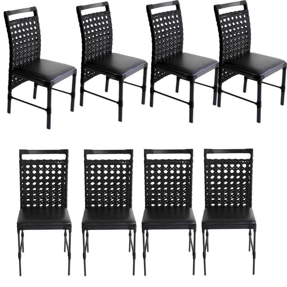 Kit 8 Cadeiras para Jardim Espanha 98x50x50 Cm Preto
