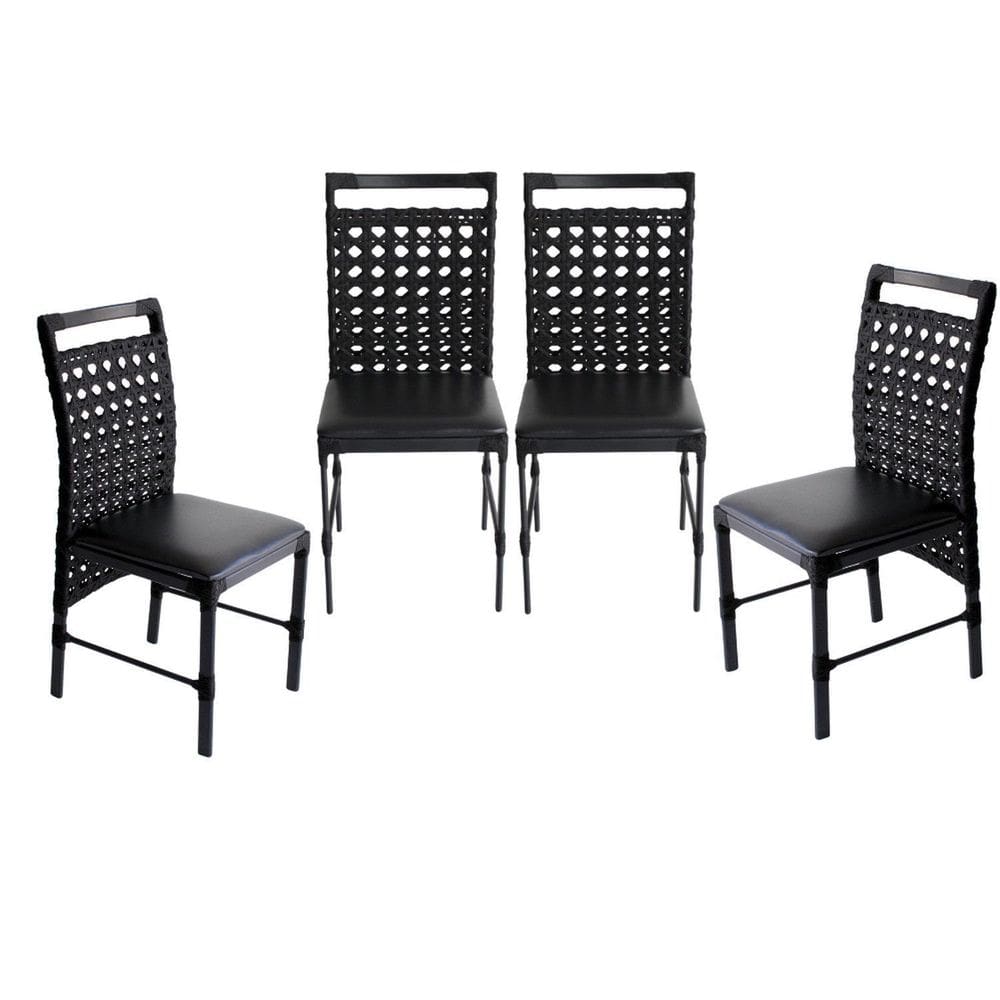 Kit 4 Cadeiras para Jardim Espanha 98x50x50 Cm Preto