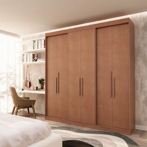 Guarda Roupa Casal 6 Portas Lugano 206x217x47,5 Cm Carvalho Vermontt