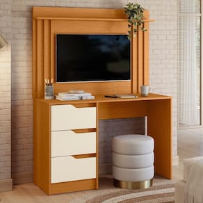 Escrivaninha com Painel Doble120x159x46 Cm Cinamomo/Off White