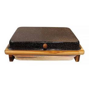 Tábua para Churrasco Carne com Tampa e Bandeja Preta G Madeira Teca 44x33cm 504 - Dorémi Grill