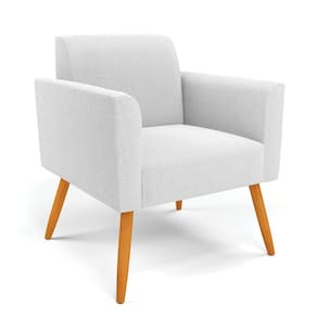 Poltrona Sala Estar Pé Palito Castanho Marisa Bouclê Off White D03 - D`Rossi