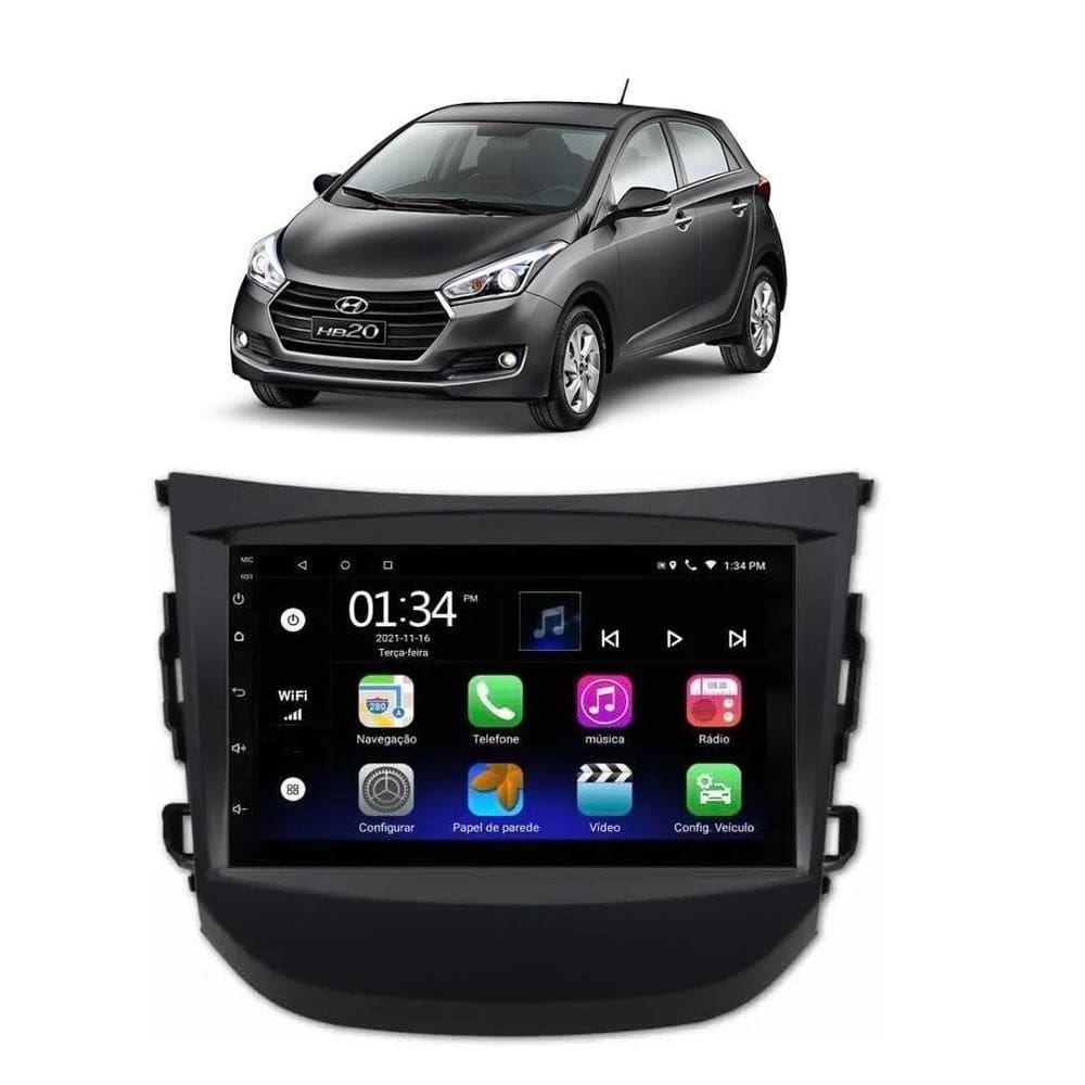 Kit Multimídia HB20 2012 / 2019 7 Pol Android Carplay 2/32GB - 701K FirstOption