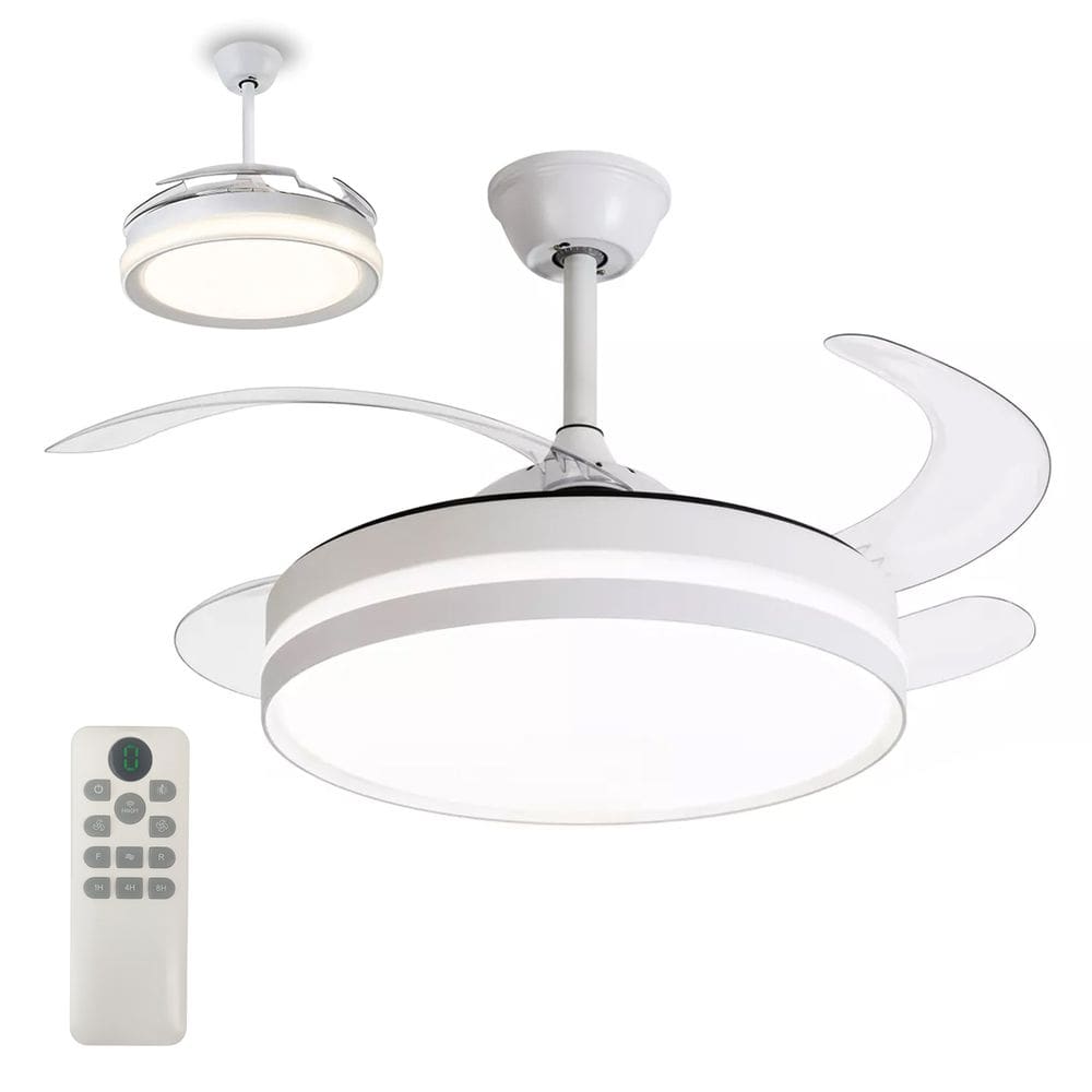 Ventilador Lampada de Teto Grande Led 3 em 1 Controle Remoto Retratil Ajustavel Quarto Sala Casa Trabalho Escritorio Recepçao Silencioso Potente