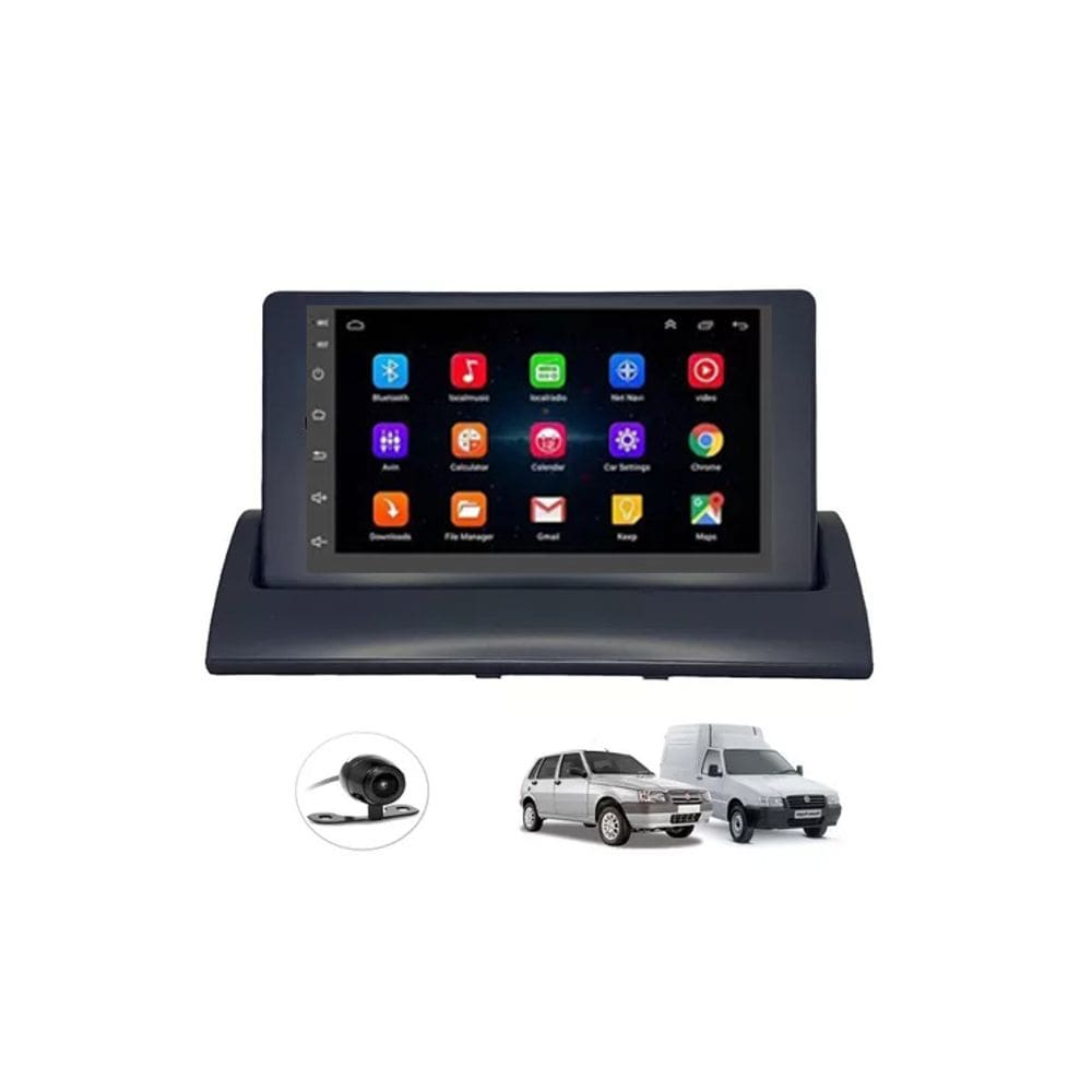 Kit Multimídia Uno Mille Fiorino 94 / 13 Mold Preta 7 Pol Android Carplay 2/32GB - 701K FirstOption