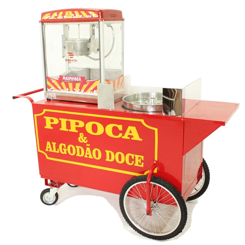 Carrinho de Pipoca com Pipoqueira Elétrica e Maquina Algodão Doce Mod 4294