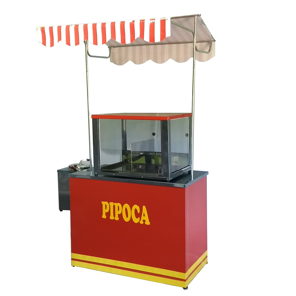 Barraca de pipoca com com mesa e caixa em inox Mod 3010